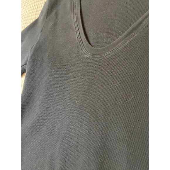 Standard James Perse Black Waffle Knit Long Sleeve V Neck Tee Size 2 (Med) - Picture 6 of 9